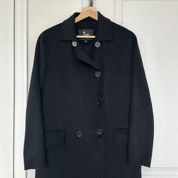 Maje Women’s Geola Wool-blend Black Coat Size FR 36. - Picture 6 of 10